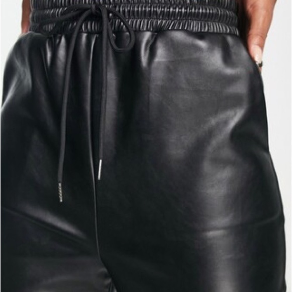 4th & Reckless Black Vegan Leather Drawstring Pant